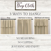 Mercantile Drop Cloth White Light Filtering Farmhouse Curtain with Valance